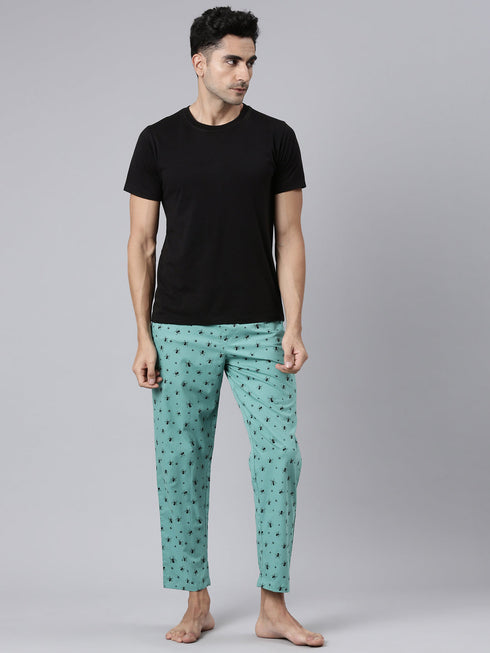 Sea Green Printed Lounge Pant